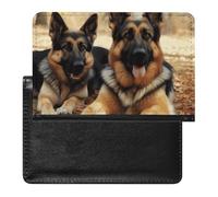 Housse de passeport avec fentes pour cartes en cuir - Lèvres rouges avec strass - Étanche - Pour voyage, Berger allemand, Taille unique