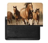 Housse de passeport avec fentes pour cartes en cuir - Lèvres rouges avec strass - Étanche - Pour voyage, Chevaux, Taille unique