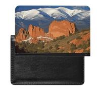 Housse de passeport avec fentes pour cartes en cuir - Motif chien husky - Étanche - Pour voyage, Pikes Peak Colorado, Taille unique