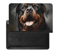 Housse de passeport avec fentes pour cartes en cuir - Motif chien Rottweiler - Étanche - Pour voyage, Cool Rottweiler Dog Art, Taille unique