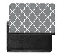 Housse de passeport avec fentes pour cartes en cuir - Motif chien Shiba Inu - Étanche - Pour voyage, Quatrefoil gris., Taille unique