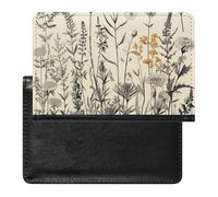 Housse de passeport avec fentes pour cartes en cuir Motif chou Étanche Pour voyage, Gravé botanique avec herbes florales, Taille unique