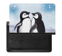 Housse de passeport avec fentes pour cartes en cuir - Motif floral de cerisier - Étanche - Pour voyage, I Love Penguins, Taille unique