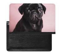 Housse de passeport avec fentes pour cartes en cuir - Motif léopard africain - Étanche - Pour voyage, Carlin noir mignon., Taille unique