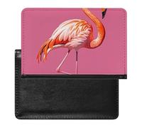 Housse de passeport avec fentes pour cartes en cuir - Motif papillon bleu - Petit étui étanche pour passeport - Pour voyage, Flamants roses, Taille unique