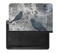 Housse de passeport avec fentes pour cartes en cuir - Paysage asiatique - Étanche - Pour voyage, Motif oiseaux., Taille unique