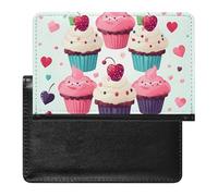 Housse de passeport avec fentes pour cartes en cuir - Porte-passeport mignon - Étanche - Pour voyage, Cupcake Candy Hearts Sweet, Taille unique