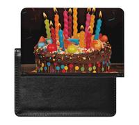 Housse de passeport avec fentes pour cartes en cuir - Pour la période jurassique - Dinosaure - Étanche - Pour voyage, Big Cake Happy Birthday, Taille unique