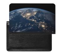 Housse de passeport avec fentes pour cartes en cuir - Pour la plage, les palmiers, les bateaux, les voyages, Terre depuis l'espace extra-atmosphérique, Taille unique