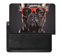 Housse de passeport avec fentes pour cartes en cuir pour la récolte des fruits, étui de passeport étanche pour le voyage, Bouledogue français, Taille unique
