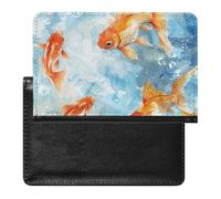 Housse de passeport avec fentes pour cartes en cuir pour passeport - Chat allongé sur une couverture étanche - Pour voyage, Nager dans l'eau, Taille unique
