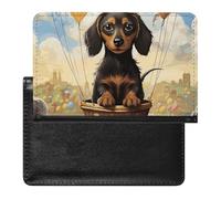 Housse de passeport avec fentes pour cartes en cuir - Style cowboy - Noir - Bottes occidentales - Étanche - Pour voyage, Montgolfière teckel, Taille unique