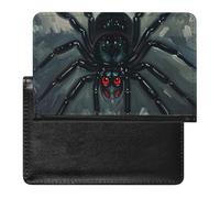 Housse de passeport avec fentes pour cartes en cuir style rétro lapin étanche pour le voyage, Araignée effrayante., Taille unique