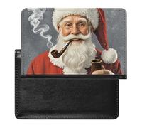 Housse de passeport avec fentes pour cartes en cuir style rétro lapin étanche pour le voyage, Père Noël., Taille unique