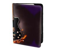 Housse de passeport avec imprimé guitare verte musicale, portefeuille de voyage fin et léger, accessoire de mode universel pour adultes