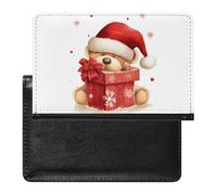 Housse de passeport, cadeau de chapeau de Père Noël et porte-passeport de voyage imprimé « Merry Christmas » en polyuréthane, porte-passeport unisexe, cadeau de chapeau de Père Noël et joyeux Noël, 14