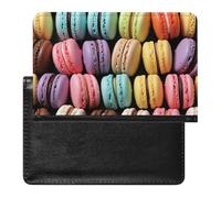Housse de passeport en cuir d'autruche mignonne pour documents de voyage essentiels de voyage pour homme et femme, Pâtisseries aromatisées Macaron Biscuit, Taille unique