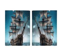 Housse de passeport en cuir motif bateau pirate minimaliste pour passeport de voyage pour homme et femme, 20,3 x 13,8 cm, Style :, 20.3x13.8cm