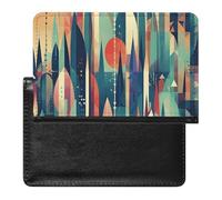 Housse de passeport en cuir noir avec motif chats pour documents de voyage essentiels pour homme et femme, Formes colorées assorties, Taille unique
