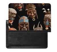 Housse de passeport en cuir pour passeport - Bleu foncé - Pour documents de voyage - Essentiels de voyage pour homme et femme, Rituel africain ethnique tribal, Taille unique
