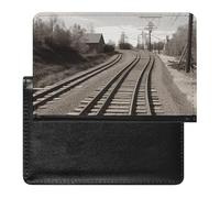 Housse de passeport en cuir pour passeport - Drapeau des États-Unis - Étui de voyage essentiel pour homme et femme, Train Track, Taille unique