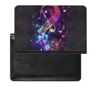 Housse de passeport en cuir pour passeport en avion, étui de voyage essentiel pour homme et femme, Note de musique galaxie colorée, Taille unique