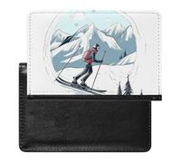 Housse de passeport en cuir pour passeport en avion, étui de voyage essentiel pour homme et femme, Thème du ski, Taille unique