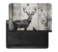 Housse de passeport en cuir pour passeport - Haie de voyage - Essentiels de voyage pour homme et femme, Silhouette de cerf de chasse, Taille unique