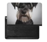 Housse de passeport en cuir pour passeport Italie Toscane Housse de protection pour documents de voyage Essentiels de voyage pour homme et femme, Schnauzer mignon, Taille unique
