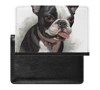 Housse de passeport en cuir pour passeport Italie Toscane Housse de protection pour documents de voyage Essentiels de voyage pour homme et femme, Boston Terrier, Taille unique