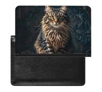 Housse de passeport en cuir pour passeport Jet Fighter - Pour documents de voyage - Essentiels de voyage pour homme et femme, Chat mignon et charmant, Taille unique