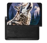 Housse de passeport en cuir pour passeport Jet Fighter - Pour documents de voyage - Essentiels de voyage pour homme et femme, Loups., Taille unique