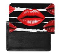 Housse de passeport en cuir pour passeport - Lèvres rouges - Pour documents de voyage - Essentiels de voyage pour homme et femme, Red Lips Kiss, Taille unique