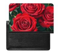 Housse de passeport en cuir pour passeport maritime Voilier Boussole Porte-documents de voyage Essentials pour homme et femme, Beaucoup de roses rouges, Taille unique