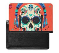 Housse de passeport en cuir pour passeport Monster Truck Black Sky Lightning rugissement couverture de voyage essentiels de voyage pour homme et femme, Casque Punk Rock Skull, Taille unique