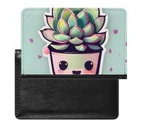 Housse de passeport en cuir pour passeport - Motif animaux gris - Pour homme et femme, Succulentes souriantes, Taille unique