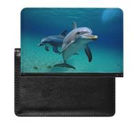 Housse de passeport en cuir pour passeport - Motif cerises mignonnes - Essentiels de voyage pour homme et femme, Dauphins sous l'eau., Taille unique