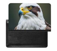 Housse de passeport en cuir pour passeport - Motif coccinelle à pois rouges et noirs - Essentiels de voyage pour homme et femme, Faucon lancier, aigle blanc, Taille unique