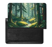 Housse de passeport en cuir pour passeport - Motif loutre de mer - Pour homme et femme, Enchanted Wilderness Fantasy on Dark Green, Taille unique