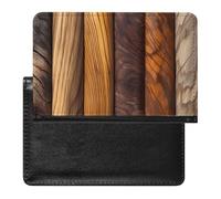 Housse de passeport en cuir pour passeport - Motif pêche et framboise - Pour homme et femme, Différents grains de bois, Taille unique