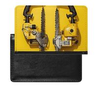 Housse de passeport en cuir pour passeport - Motif pêche et framboise - Pour homme et femme, Jaune Deux Tronçonneuses, Taille unique