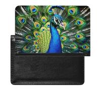 Housse de passeport en cuir pour passeport - Panda mignon - Pour documents de voyage - Essentiels de voyage pour homme et femme, Bleu paon., Taille unique