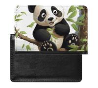 Housse de passeport en cuir pour passeport - Poisson clown - Pour documents de voyage - Essentiels de voyage pour homme et femme, Panda sur une branche d'arbre, Taille unique