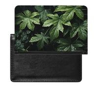 Housse de passeport en cuir pour passeport Valentine, cœurs, papillon doré, étui de voyage essentiel pour homme et femme, Motif feuilles vertes, Taille unique