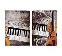Housse de passeport en cuir pour piano et violon et notes de musique - Style minimaliste - Pour homme et femme - 20,3 x 13,8 cm, Style :, 20.3x13.8cm