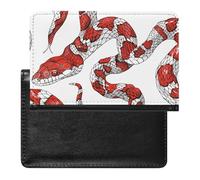 Housse de passeport en cuir rouge et blanc serpent pour documents de voyage essentiels de voyage pour homme et femme, Serpent rouge et blanc, Taille unique