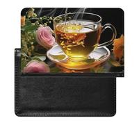 Housse de passeport en cuir rouge et blanc serpent pour documents de voyage essentiels de voyage pour homme et femme, Tasse de thé, Taille unique