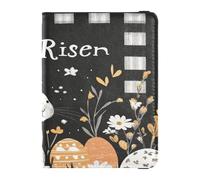 Housse de passeport en cuir ultra fine pour femme et fille - Joli carnet de voyage pour Pâques, lapin, carottes, eucalyptus, marguerite, œuf de Pâques, lapin, carottes, eucalyptus, marguerite, œuf