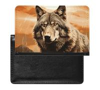 Housse de passeport en polyuréthane avec motif loup au soleil - Unisexe - 14 x 9 cm, Loup au soleil, 5.8*3.9 IN