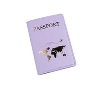 Housse de passeport en polyuréthane pour femme et homme - Cadeau de mariage, violet, passport bag